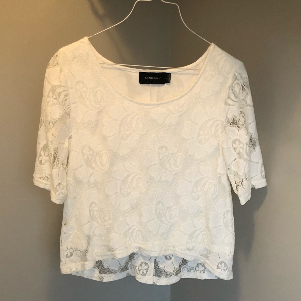 MINK PINK White Lace Crop Top